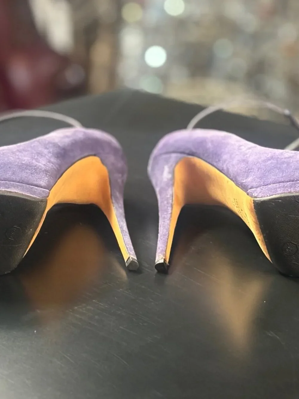 Giuseppe Zanotti Purple Suede Peep-Toe Pumps, Size 39